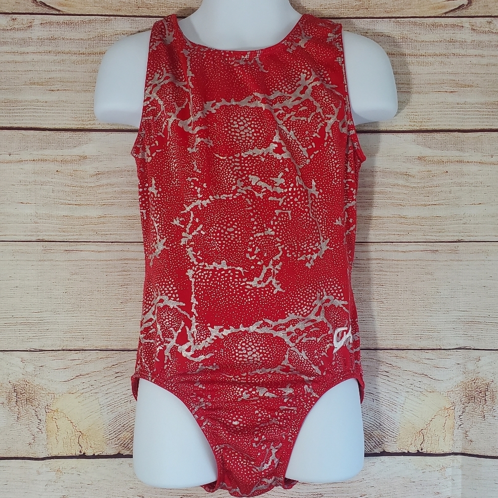 GK Leotard red and Silver size child large